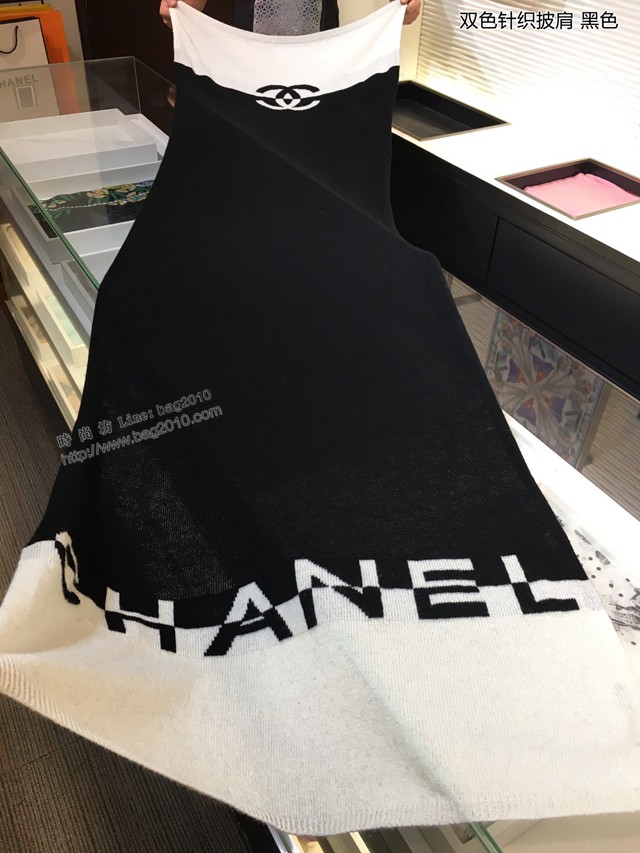 CHANEL專櫃2021新款女士圍巾 香奈兒雙色針織披肩圍巾  mmj1267